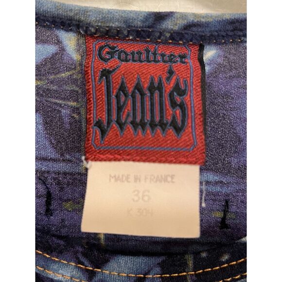 Vintage Jean Paul Gaultier Jeans Blue Pattern T Shirt Mini Dress Women's Size 36 - Picture 3 of 7